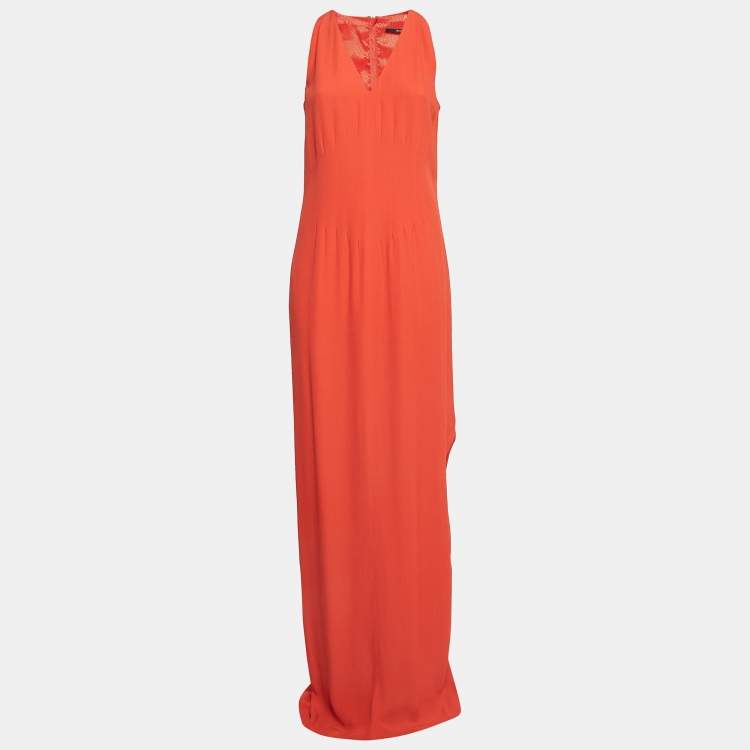 Boss By Hugo Boss Orange Crepe Sleeveless Maxi Dress M Boss By Hugo Boss The Luxury Closet