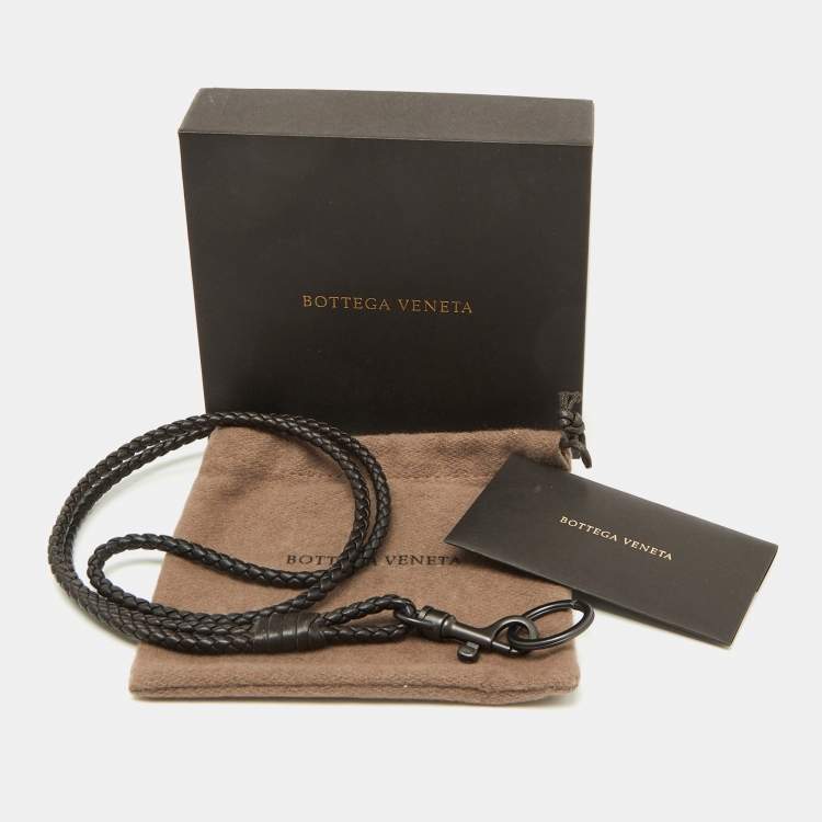 Pre Owned Bottega Veneta Dark Brown Intrecciato Leather Key Ring