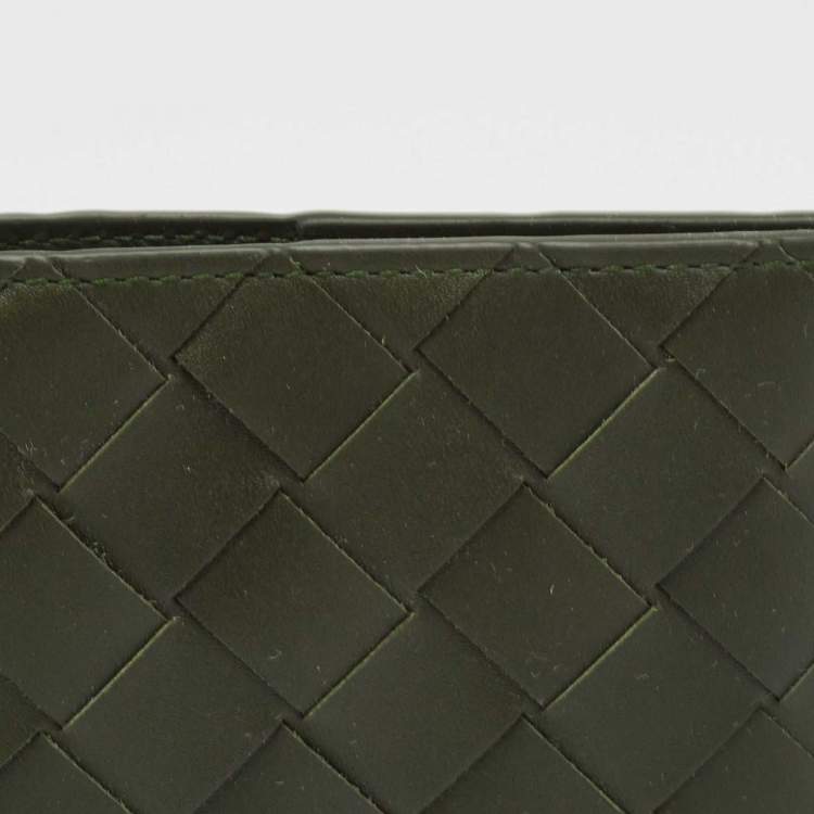 Pre Owned Bottega Veneta Dark Green Intrecciato Leather Notebook Cover