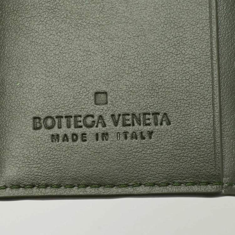 Pre Owned Bottega Veneta Dark Green Intrecciato Leather Notebook Cover