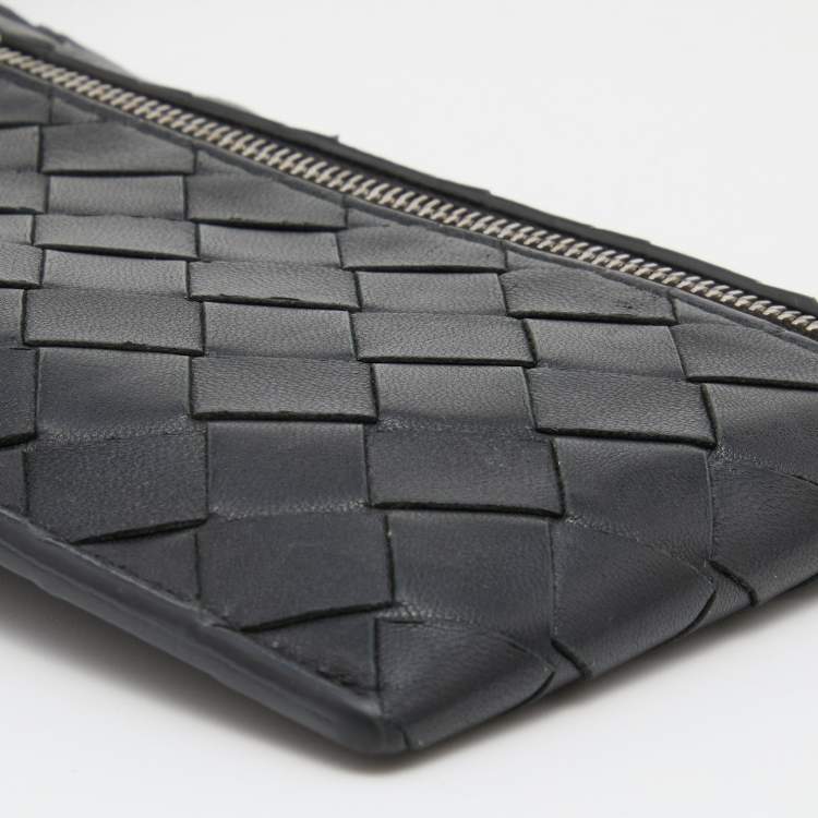 Pre Owned Bottega Veneta Black Intrecciato Leather Phone Cover