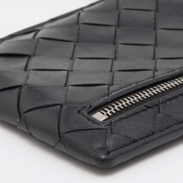 Pre Owned Bottega Veneta Black Intrecciato Leather Phone Cover