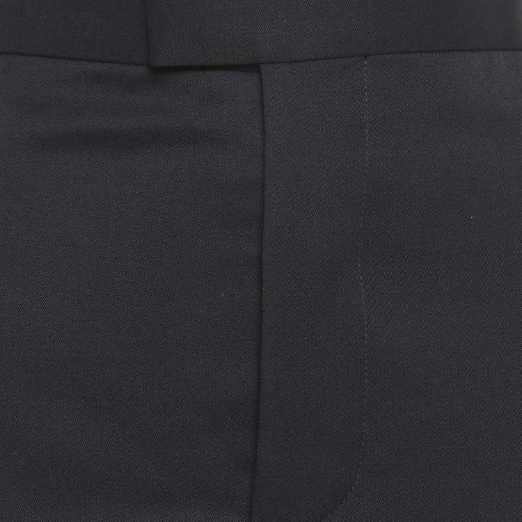 Pre Owned Bottega Veneta Black Wool Braided Detail Formal Trousers XS