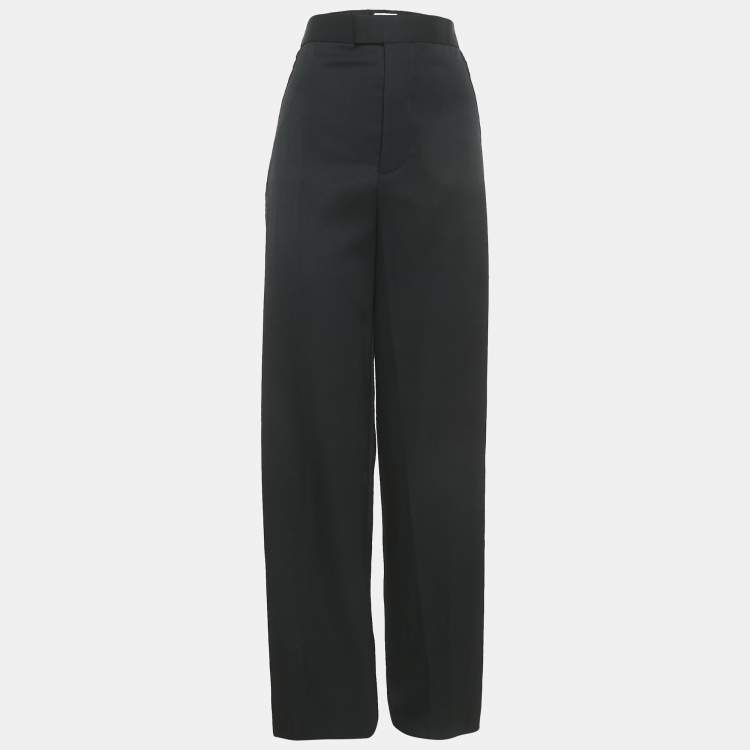 Pre Owned Bottega Veneta Black Wool Braided Detail Formal Trousers XS