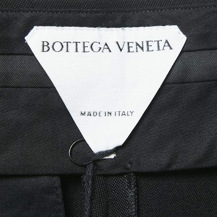 Pre Owned Bottega Veneta Black Wool Braided Detail Formal Trousers XS