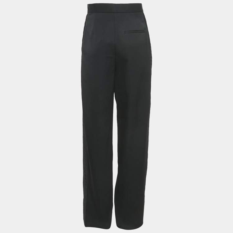 Pre Owned Bottega Veneta Black Wool Braided Detail Formal Trousers XS