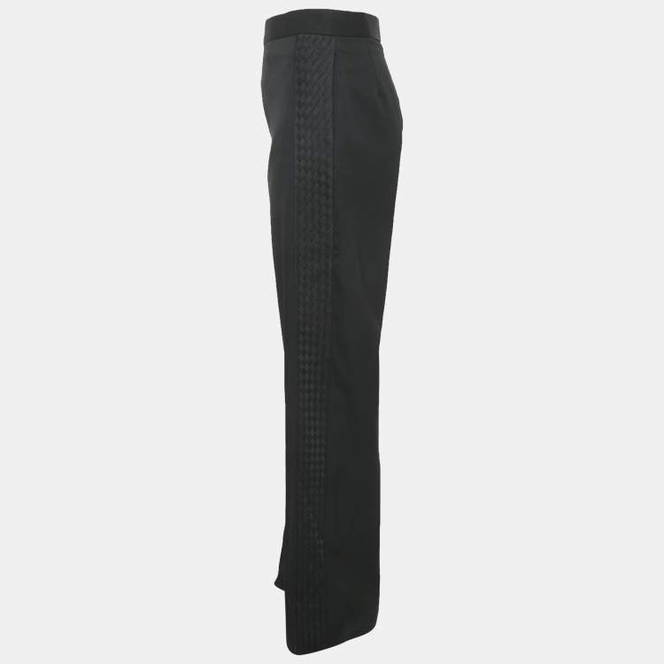 Pre Owned Bottega Veneta Black Wool Braided Detail Formal Trousers XS
