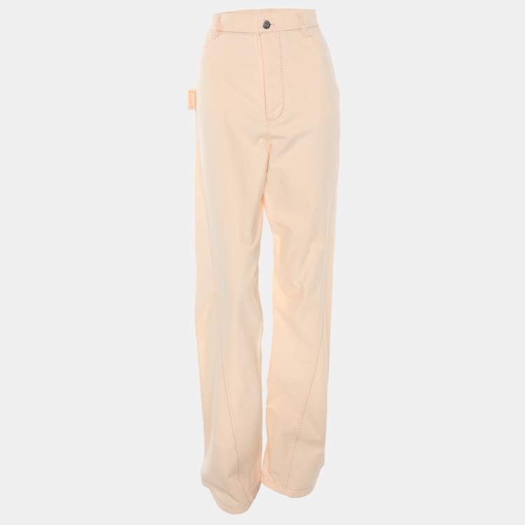 Pre Owned Bottega Veneta Peach Cotton High-Waist Panelled Jeans M