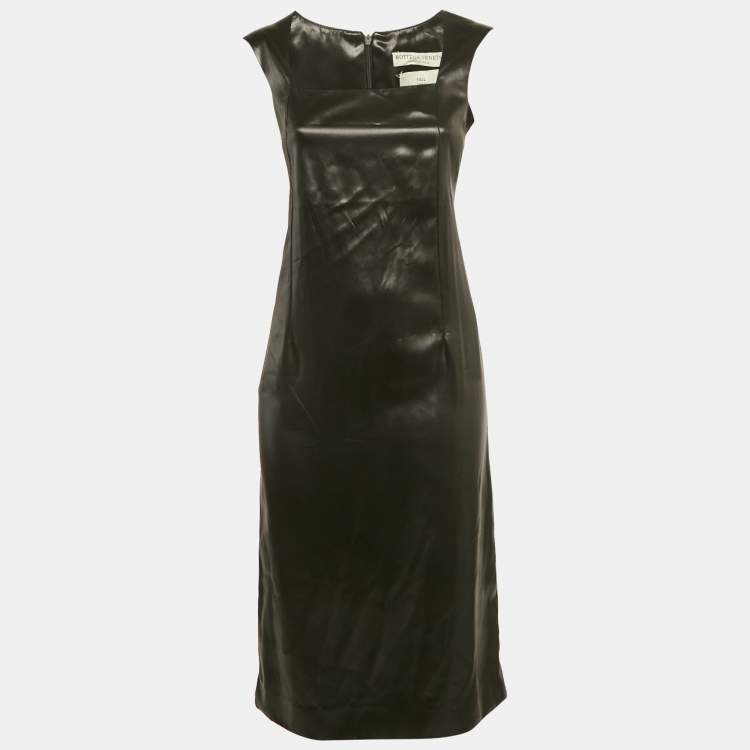 Pre Owned Bottega Veneta Black Leather Tank Dress XS