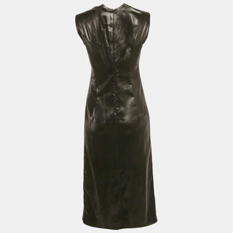 Pre Owned Bottega Veneta Black Leather Tank Dress XS