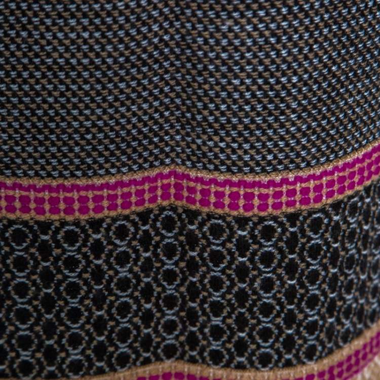 Pre Owned Bottega Veneta Multicolor Patterned Wool Knit Pencil Skirt S