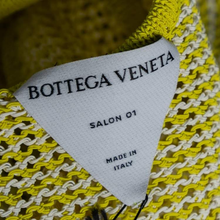 Pre Owned Bottega Veneta Yellow Open-Knit Halter Neck Bodysuit L