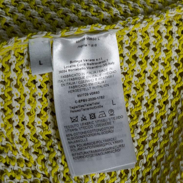 Pre Owned Bottega Veneta Yellow Open-Knit Halter Neck Bodysuit L