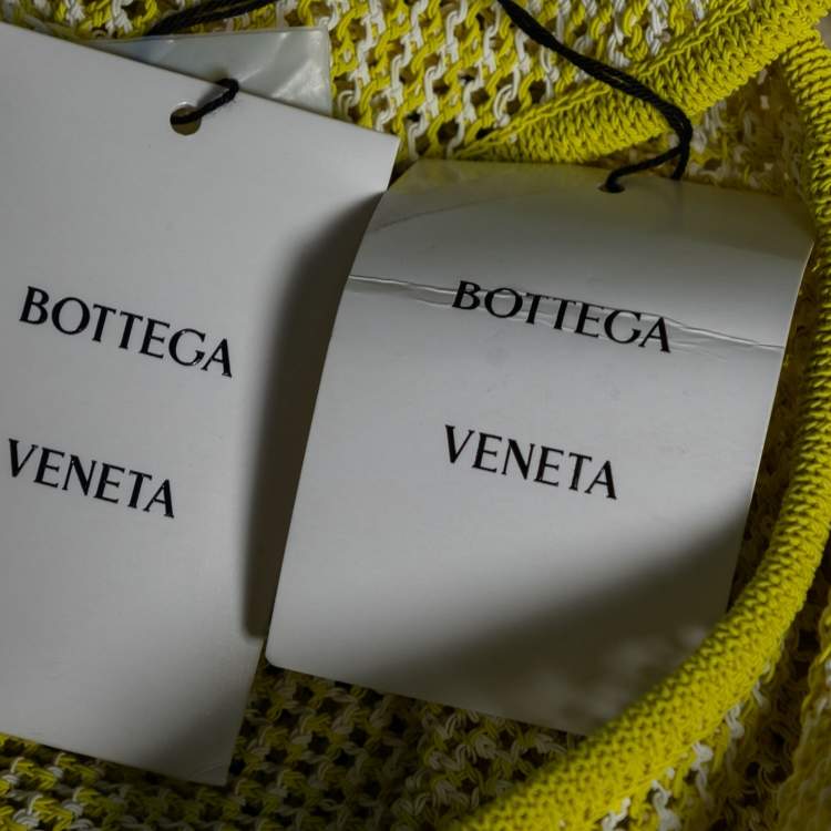 Pre Owned Bottega Veneta Yellow Open-Knit Halter Neck Bodysuit L