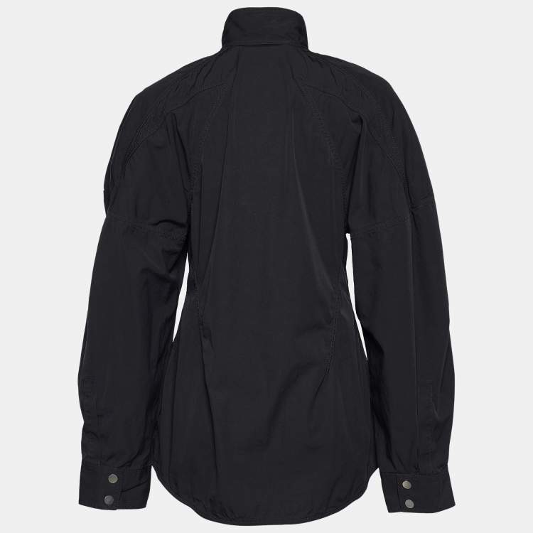 Pre Owned Bottega Veneta Black Cotton Button Front Puff Sleeve Shirt M