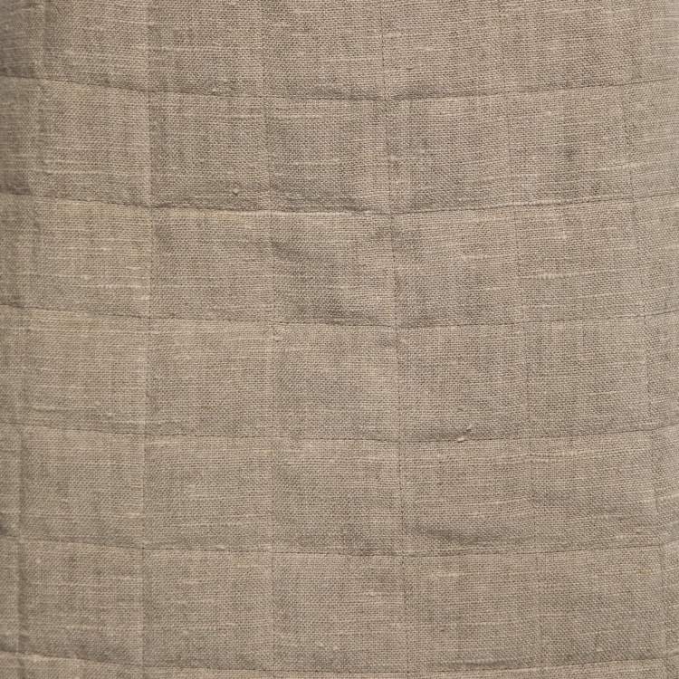 Pre Owned Bottega Veneta Khaki Brown Quilted Linen Midi Skirt M