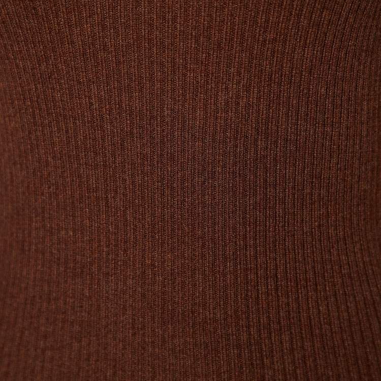 Pre Owned Bottega Veneta Brown Cashmere Knit Turtle Neck Sweater M