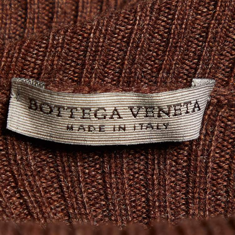 Pre Owned Bottega Veneta Brown Cashmere Knit Turtle Neck Sweater M