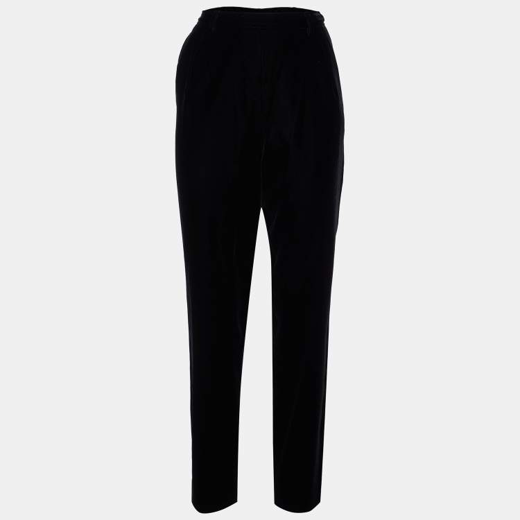 Pre Owned Bottega Veneta Black Velvet Straight Leg Pants M