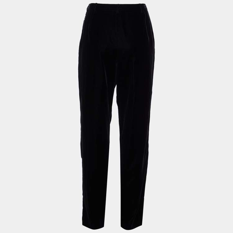 Pre Owned Bottega Veneta Black Velvet Straight Leg Pants M