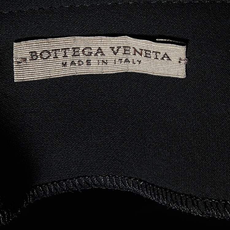 Pre Owned Bottega Veneta Black Silk Wrap Detail Knee Length Skirt M
