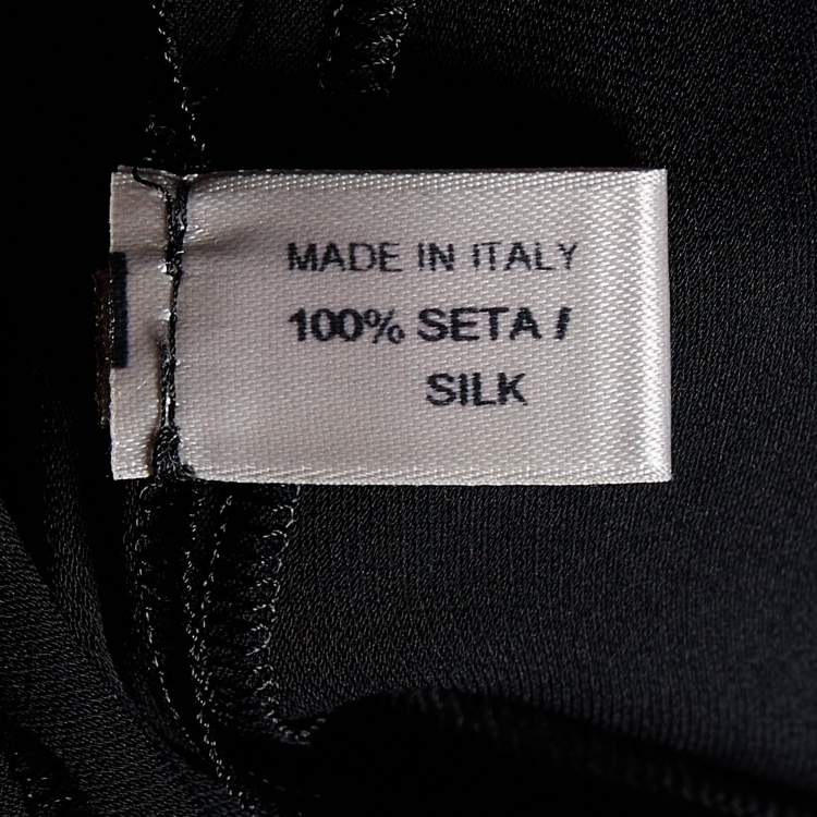 Pre Owned Bottega Veneta Black Silk Wrap Detail Knee Length Skirt M