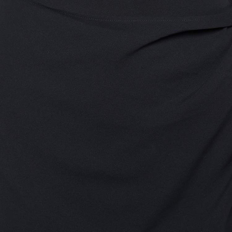 Pre Owned Bottega Veneta Black Silk Wrap Detail Knee Length Skirt M