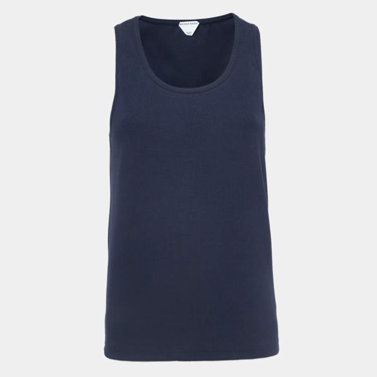 Pre Owned Bottega Veneta Blue Rib Knit Tank Top XS