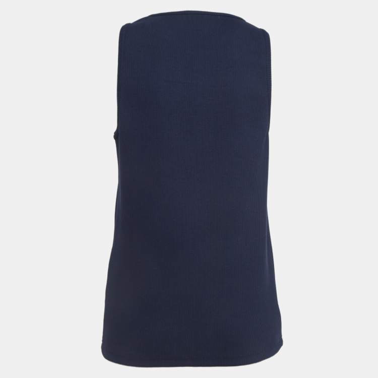 Pre Owned Bottega Veneta Blue Rib Knit Tank Top XS
