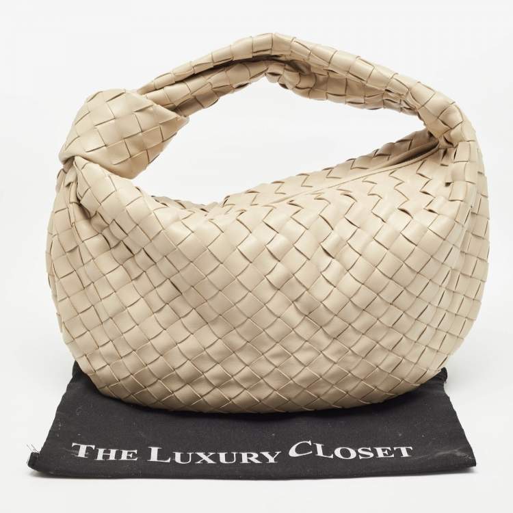 Pre Owned Bottega Veneta Beige Intrecciato Leather Teen Jodie Hobo