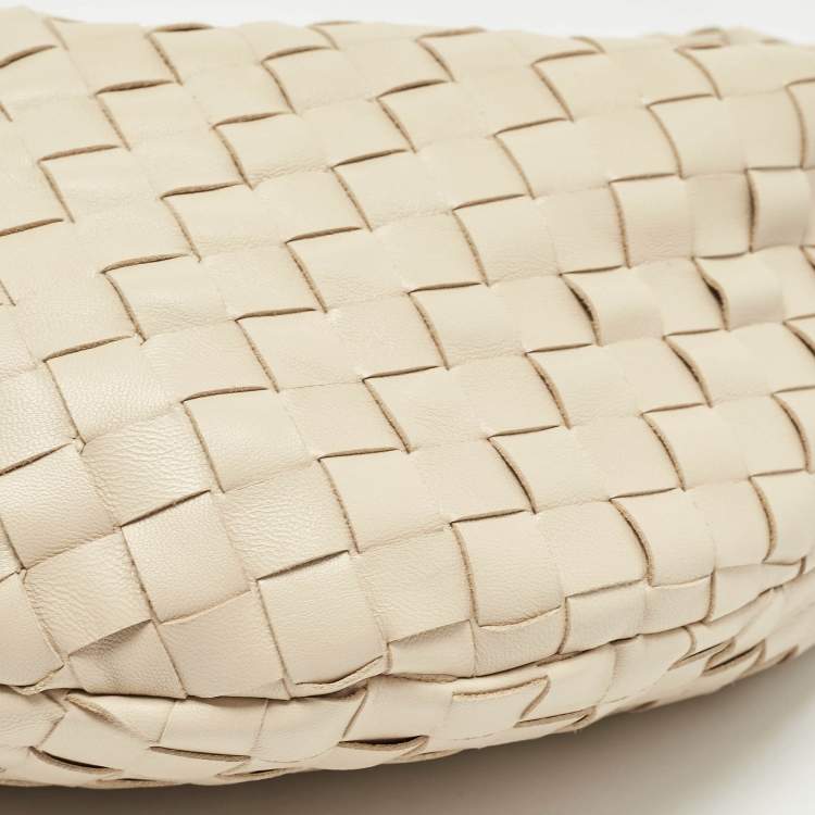 Pre Owned Bottega Veneta Beige Intrecciato Leather Teen Jodie Hobo