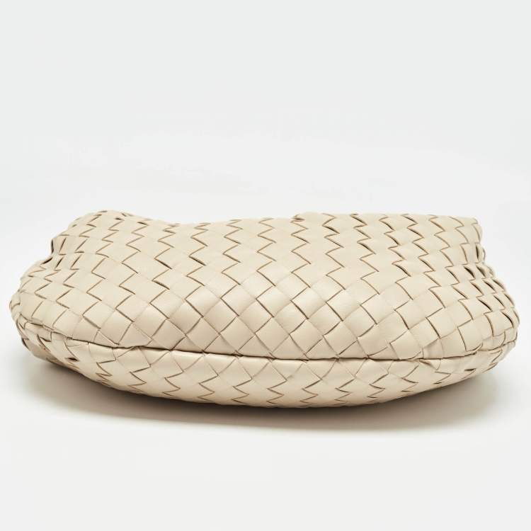 Pre Owned Bottega Veneta Beige Intrecciato Leather Teen Jodie Hobo