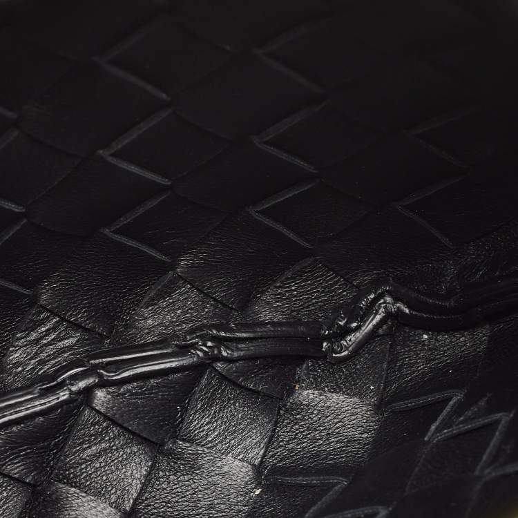 Pre Owned Bottega Veneta Black Intrecciato Leather Mini Sardine Shoulder Bag