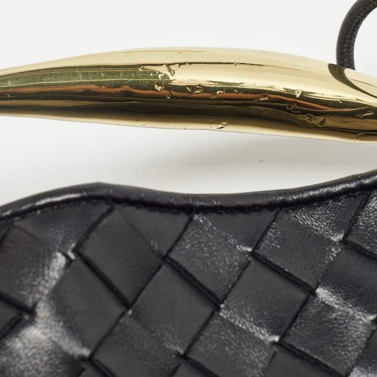 Pre Owned Bottega Veneta Black Intrecciato Leather Mini Sardine Shoulder Bag