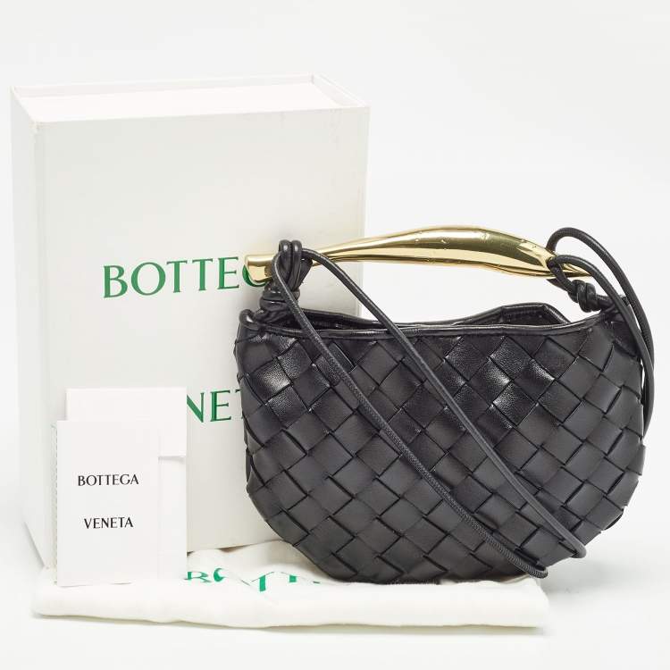 Pre Owned Bottega Veneta Black Intrecciato Leather Mini Sardine Shoulder Bag