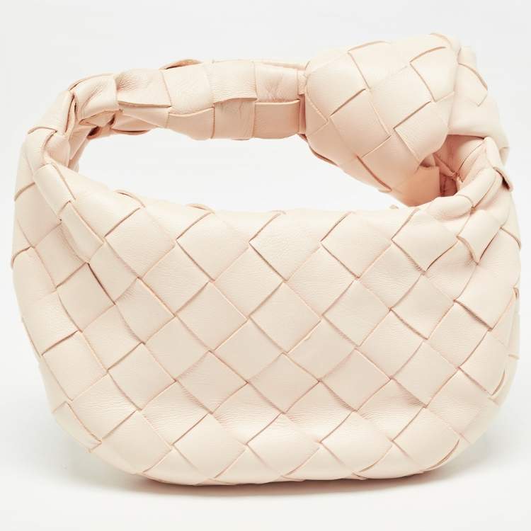 Pre Owned Bottega Veneta Light Peach Intrecciato Leather Candy Jodie Bag