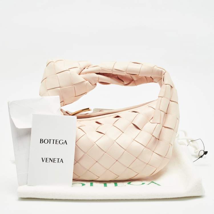 Pre Owned Bottega Veneta Light Peach Intrecciato Leather Candy Jodie Bag