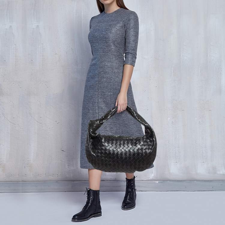 Pre Owned Bottega Veneta Black Intrecciato Leather Classic Jodie Hobo