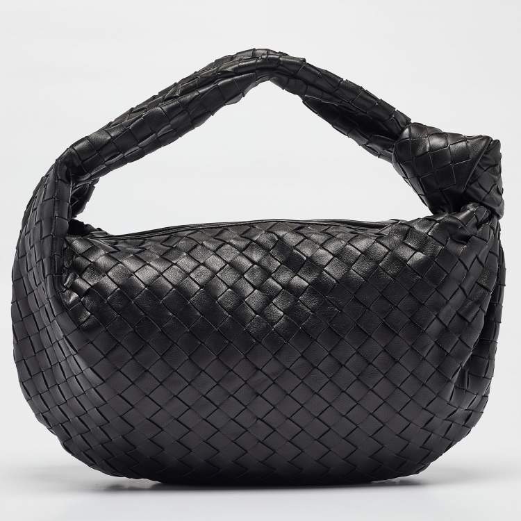 Pre Owned Bottega Veneta Black Intrecciato Leather Classic Jodie Hobo