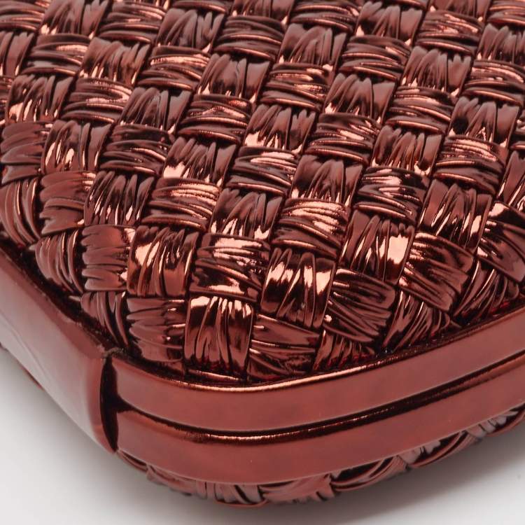 Pre Owned Bottega Veneta Metallic Brown Intrecciato Leather Knot Clutch