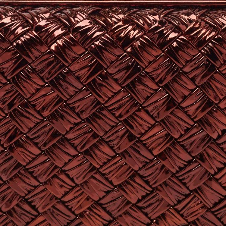 Pre Owned Bottega Veneta Metallic Brown Intrecciato Leather Knot Clutch