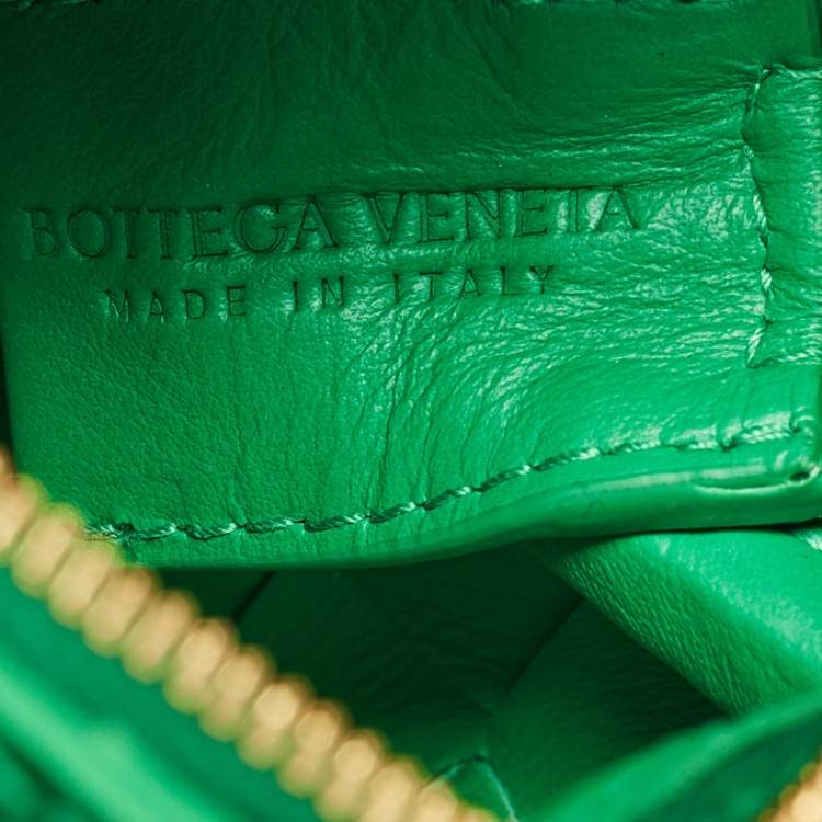 Pre Owned Bottega Veneta Green Intrecciato Patent Leather Candy Loop Crossbody Bag