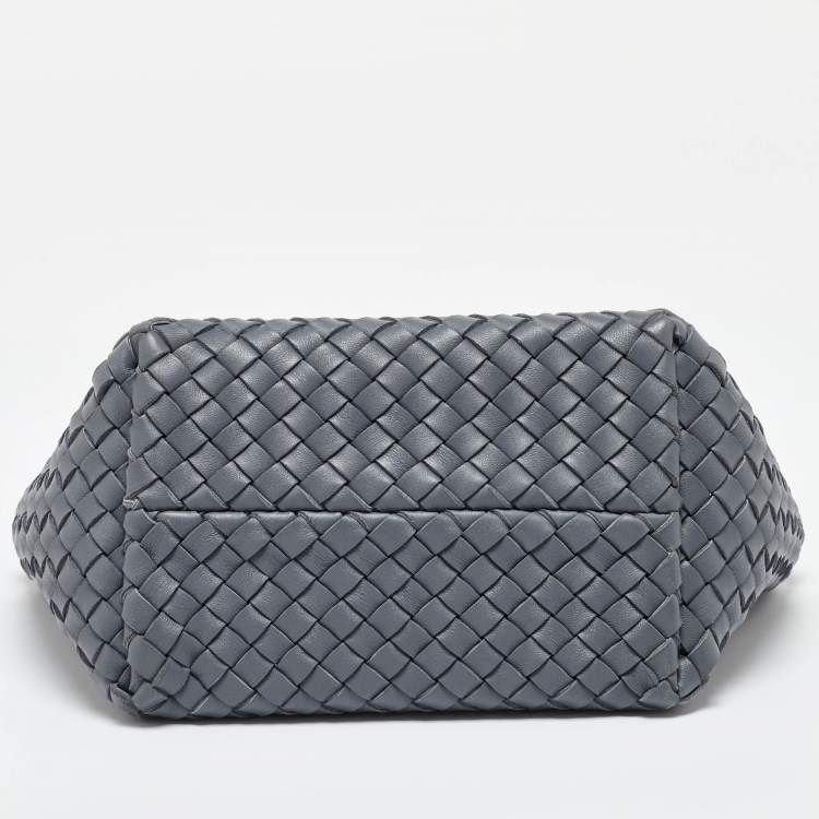Pre Owned Bottega Veneta Grey Intrecciato Leather Mini Cabat Tote