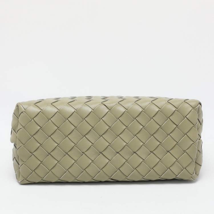 Pre Owned Bottega Veneta Olive Green Intrecciato Leather Small Andiamo Tote