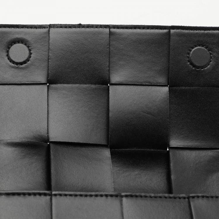 Pre Owned Bottega Veneta Black Intrecciato Leather Cassette Belt Bag