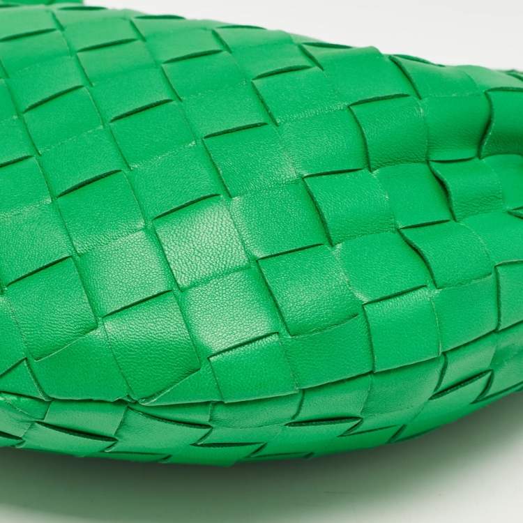 Pre Owned Bottega Veneta Green Intrecciato Leather Mini Jodie Hobo