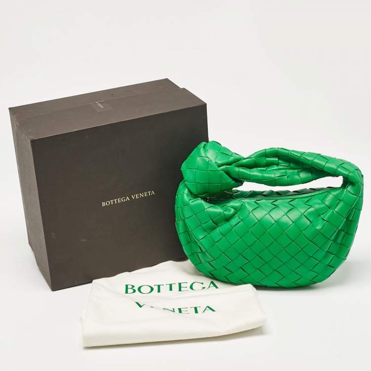 Pre Owned Bottega Veneta Green Intrecciato Leather Mini Jodie Hobo