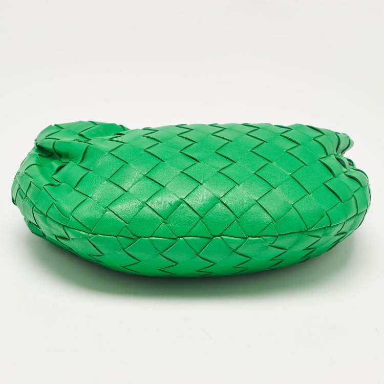 Pre Owned Bottega Veneta Green Intrecciato Leather Mini Jodie Hobo