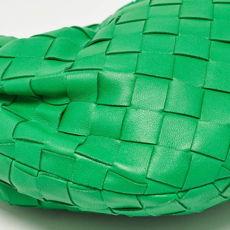 Pre Owned Bottega Veneta Green Intrecciato Leather Mini Jodie Hobo