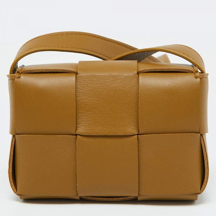 Pre Owned Bottega Veneta Brown Intrecciato Leather Mini Candy Cassette Crossbody Bag